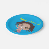 Assiettes En Carton Fille tressée vaisselle d'anniversaire (afro-améri (Angle)
