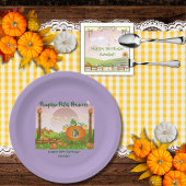 Assiettes En Carton Fille violet Citrouille Patch Fille Anniversaire