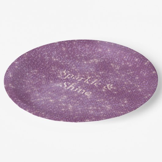 Assiettes En Carton Fille violette brillante étincelante (Angle)