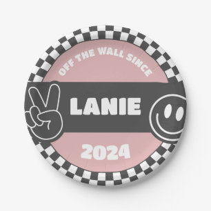 Assiettes En Carton Filles À damiers Skateboard Hippie Super Anniversa