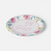 Assiettes En Carton Filles Baby shower Floral Ressort Rose (Angle)