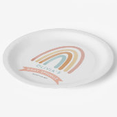 Assiettes En Carton Filles Boho rose Arc en ciel mignon Bébé saupoudré (Angle)