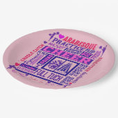 Assiettes En Carton Filles Cheerleader rose et violet Word Art (Angle)