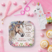 Assiettes En Carton Filles Cheval Plaques de papier fête d'anniversair (Fête)