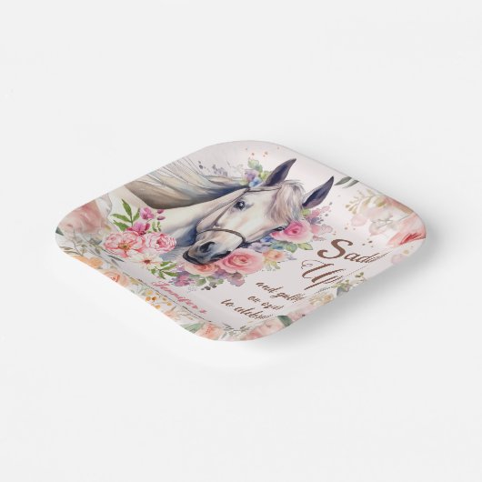 Assiettes En Carton Filles Cheval Plaques de papier fête d'anniversair (Angulaire)