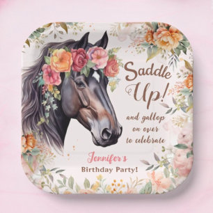 Assiettes En Carton Filles Cheval Plaques de papier fête d'anniversair