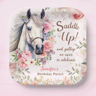 Assiettes En Carton Filles Cheval Plaques de papier fête d'anniversair