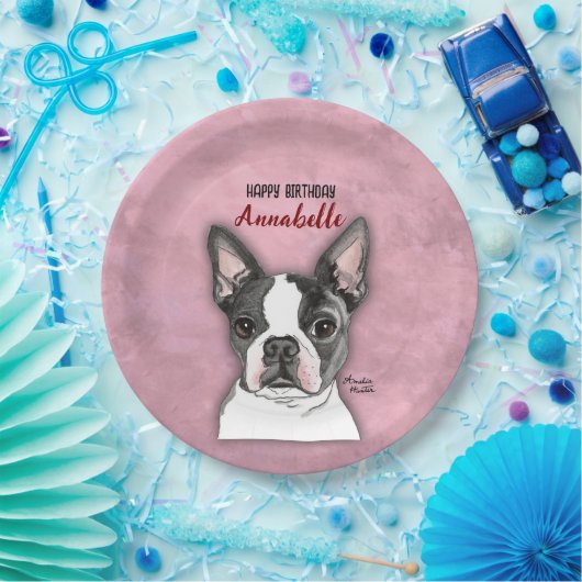 Assiettes En Carton Filles Chien Rose Plaques de fête d'anniversaire p (Fête)