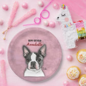 Assiettes En Carton Filles Chien Rose Plaques de fête d'anniversaire p (Fête)