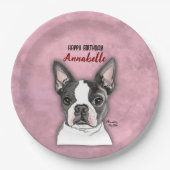 Assiettes En Carton Filles Chien Rose Plaques de fête d'anniversaire p (Devant)