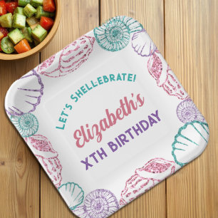 Assiettes En Carton Filles Coquillages Anniversaire