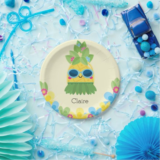 Assiettes En Carton Filles d'ananas personnalisées Ms Onederful First (Fête)