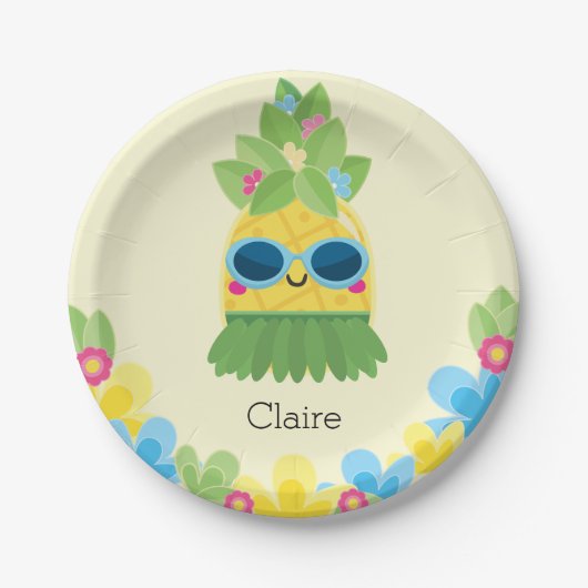 Assiettes En Carton Filles d'ananas personnalisées Ms Onederful First  (Devant)