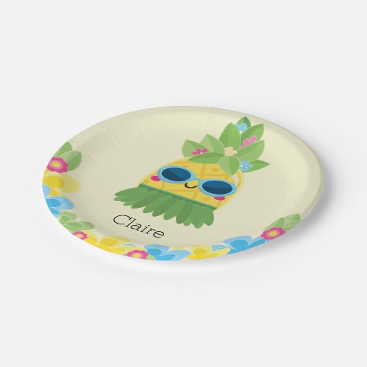 Assiettes En Carton Filles d'ananas personnalisées Ms Onederful First (Angle)