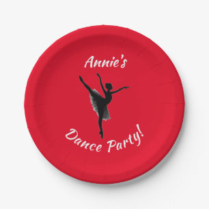 Assiettes En Carton Filles Dance Party Plaques de papier rouge