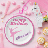 Assiettes En Carton Filles Danse Fuchsia Ballerina Joyeux anniversaire (Fête)