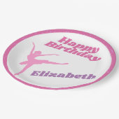 Assiettes En Carton Filles Danse Fuchsia Ballerina Joyeux anniversaire (Angle)