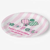 Assiettes En Carton Filles de Pickleball Anniversaire (Angle)