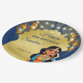 Assiettes En Carton Filles de style indien fête d'anniversaire imprimé (Angle)