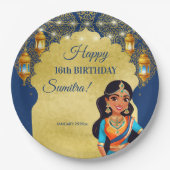 Assiettes En Carton Filles de style indien fête d'anniversaire imprimé (Devant)
