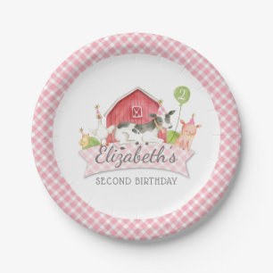 Assiettes En Carton Filles Ferme Anniversaire Plaques papier