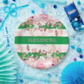 Assiettes En Carton Filles Fête Religieuse Vert rose raype (Fête)