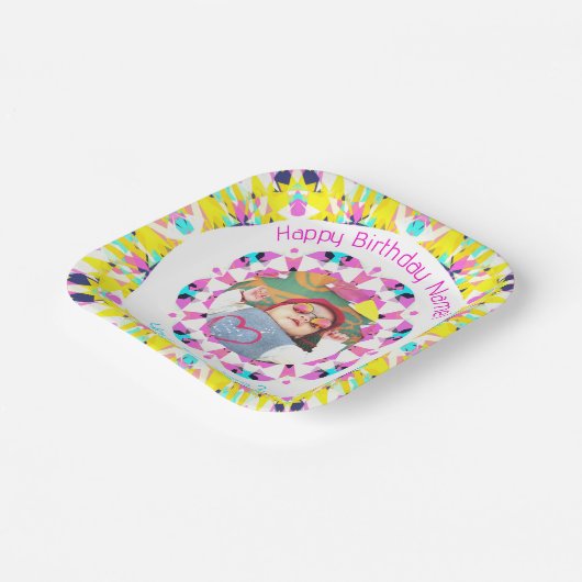 Assiettes En Carton Filles Garçons Joyeux Anniversaire Étoile Photo su (Angulaire)