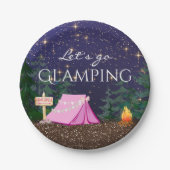 Assiettes En Carton Filles Glamping fête d'anniversaire (Devant)