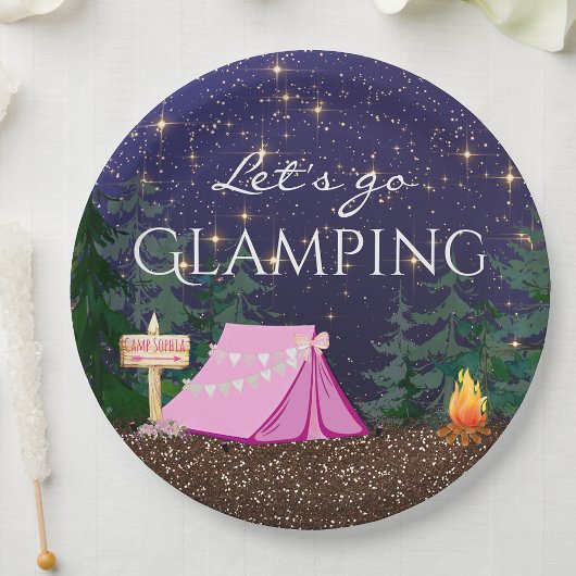 Assiettes En Carton Filles Glamping fête d'anniversaire
