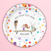 Assiettes En Carton Filles Gymnastique Arc-en-ciel Balloons fête d'ann