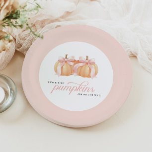 Assiettes En Carton Filles Jumelles Citrouilles Bébé en Route Baby Sho