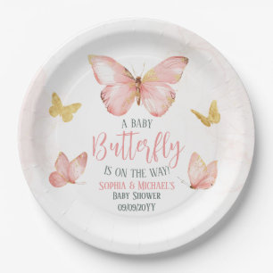 Assiettes En Carton Filles mignonne Blush Papillon rose Baby shower Pa
