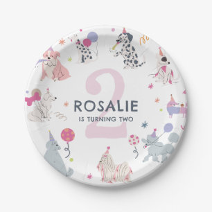 Assiettes En Carton Filles Mignonnes Anniversaire Chien Pastel Faisons