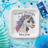 Assiettes En Carton Filles mignonnes Élégant Violet Magique Unicorne A (Fête)