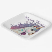 Assiettes En Carton Filles mignonnes Élégant Violet Magique Unicorne A (Angulaire)