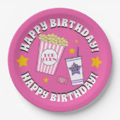 Assiettes En Carton Fille's Movie Night Anniversaire (Devant)