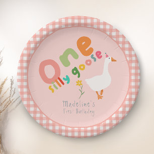 Assiettes En Carton Filles rose une oie sotte premier anniversaire
