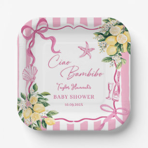 Assiettes En Carton Filles roses citron Ciao bébé Shower italien pour
