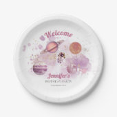 Assiettes En Carton Filles roses extra-spatiales Rocket Planètes Galax (Devant)