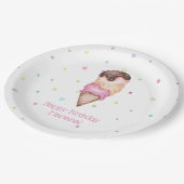 Assiettes En Carton Filles roses Glace Fête d'anniversaire (Angle)