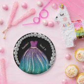 Assiettes En Carton Filles Sweet 16 Ombre robe et strass (Fête)