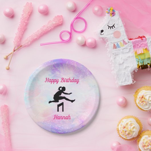 Assiettes En Carton Filles Track & Field Joyeux Ballons d'anniversaire (Fête)