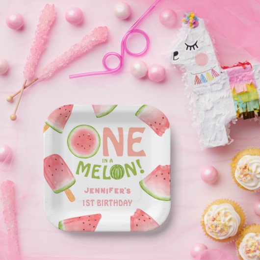 Assiettes En Carton Filles UN dans un Melon ! Fête d'anniversaire de l (Fête)