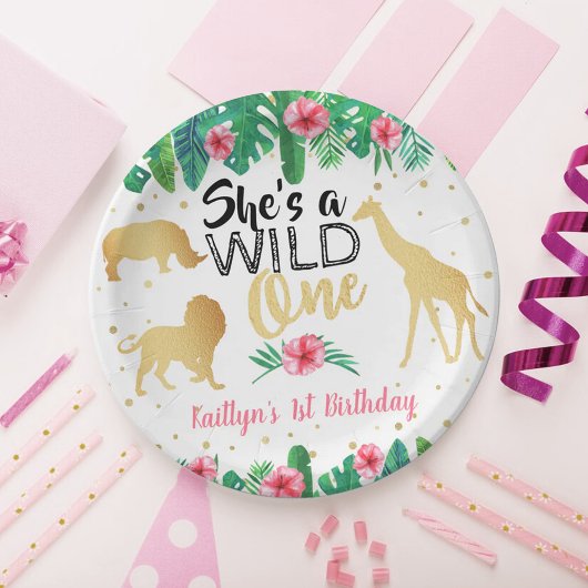 Assiettes En Carton Filles Wild One Premier anniversaire