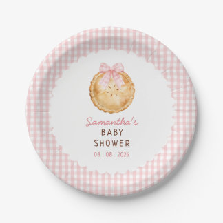 Assiettes En Carton Fillette mignonne Baby Shower gingham rose