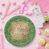 Assiettes En Carton Fils et Gold Faux Foil Noël vert (Fête)