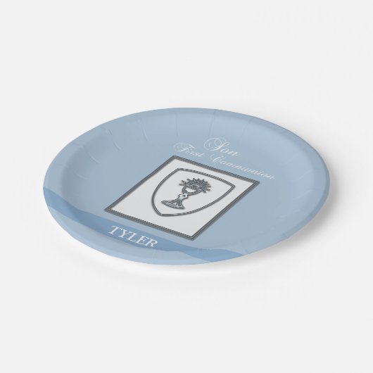 Assiettes En Carton Fils, première communion chalice d'argent (Angle)