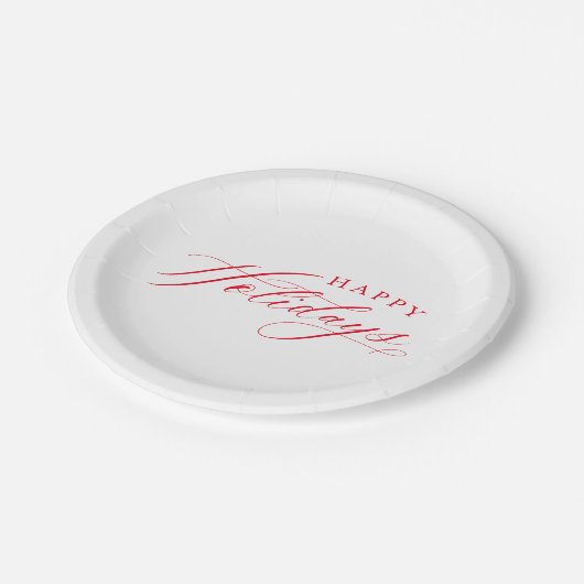 Assiettes En Carton FIN CALLIGRAPHIE Joyeuses Fêtes mignonnes rouge él (Angle)