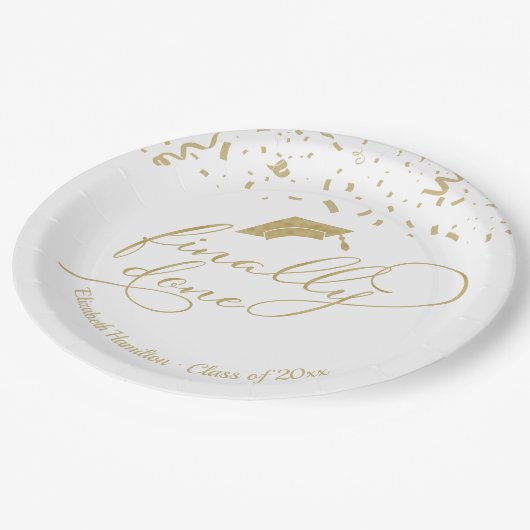 Assiettes En Carton Finalement Terminé Gold Calligraphy Graduation Par (Angle)