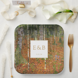Assiettes En Carton Fine Art Gustav Klimt Forest Mariage naturel